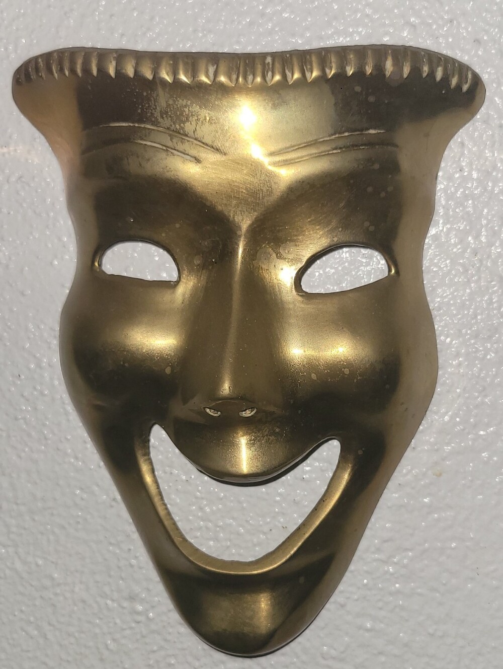 One Vintage Decorative Bronze Gold Theater Mask Wall Accent